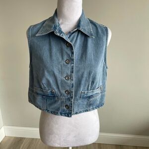 Guess Denim Vintage Women's Large Vest Cropped 90's / 00's Boxy Festival Cowgirl